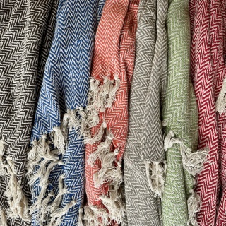 Chevron Soft Cotton Handloom Throw, Fair Trade Blanket  150cm x 125cm